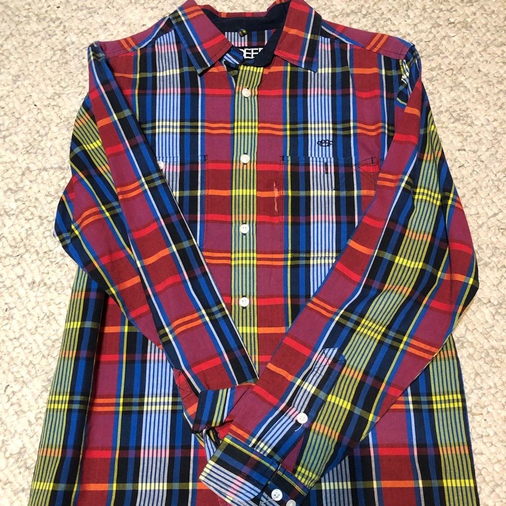 Men’s 10 deep button down multicolor shirt